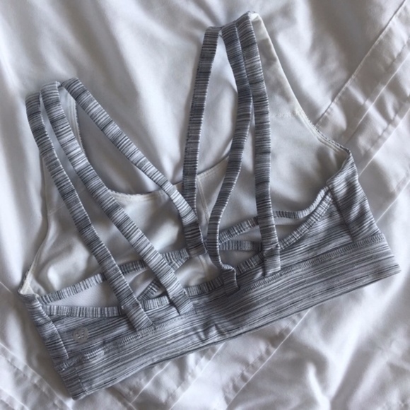 lululemon athletica Other - Lululemon Strappy Back Sports Bra Stripe Gray 4
